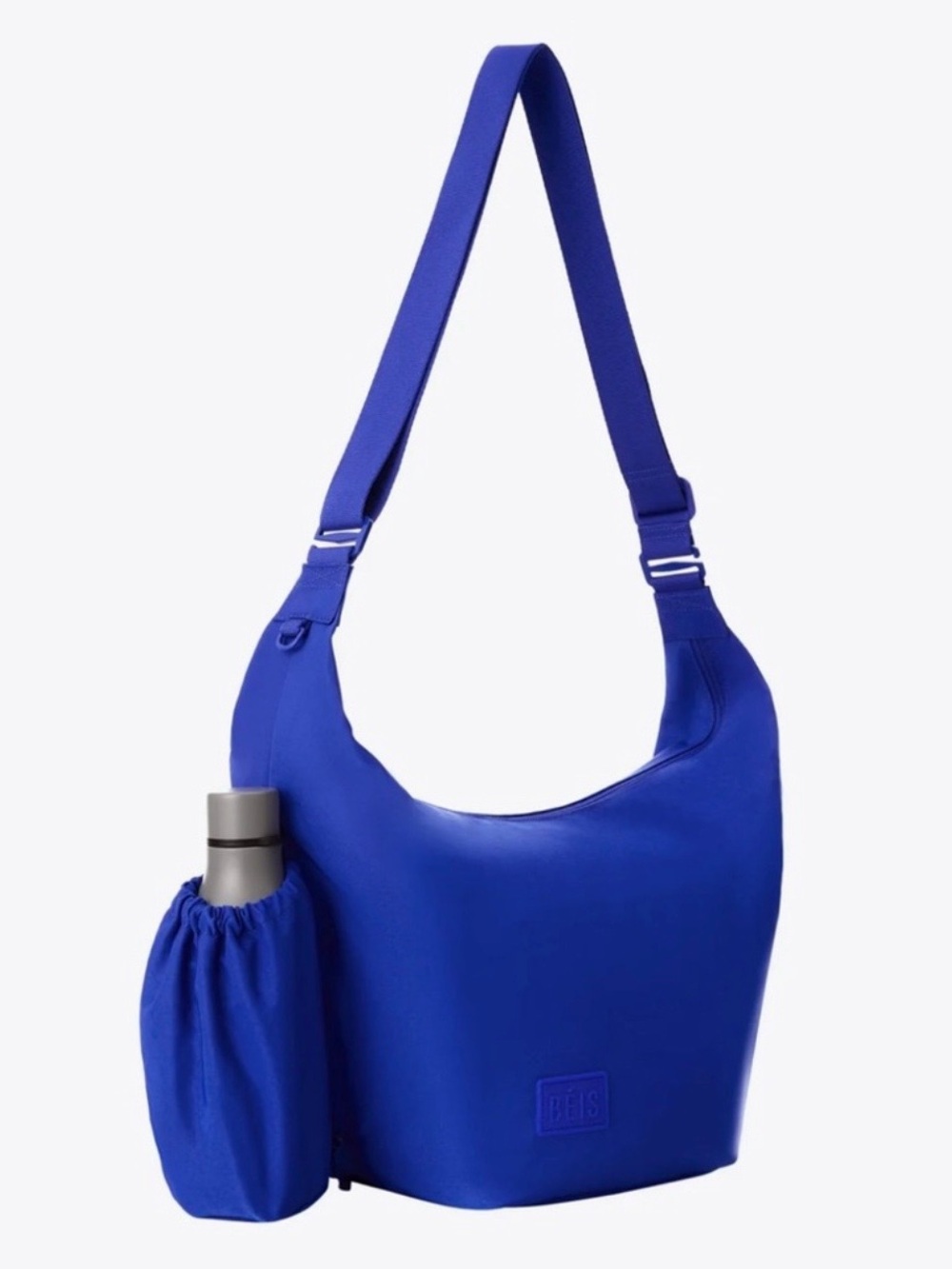 New Beis Cobalt blue crescent catchall Shoulder Bag with Bottle Pocket